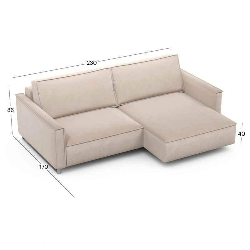 კუთხის გასაშლელი დივანი სათავსოთი Liverpool Beige 230x170x86 სმ - Image 4