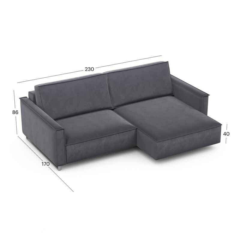 კუთხის გასაშლელი დივანი სათავსოთი Liverpool Grey 230x170x86 სმ - Image 4
