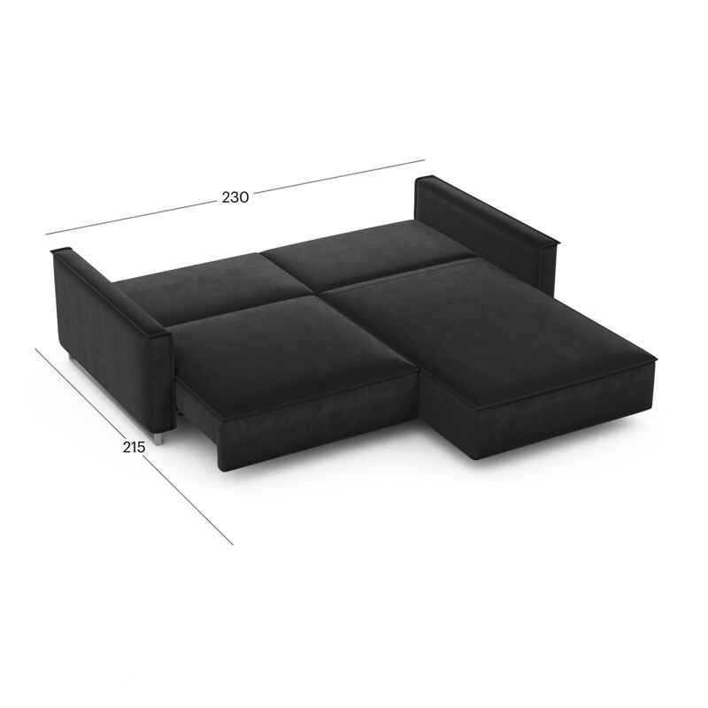 კუთხის გასაშლელი დივანი სათავსოთი Liverpool Black 230x170x86 სმ - Image 5
