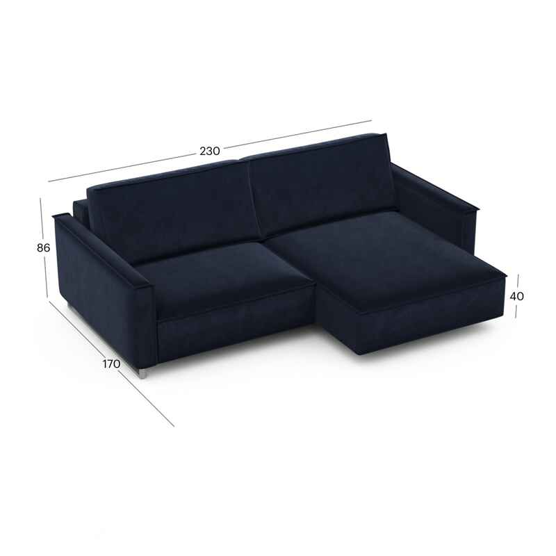კუთხის გასაშლელი დივანი სათავსოთი Liverpool Dark Blue 230x170x86 სმ - Image 4
