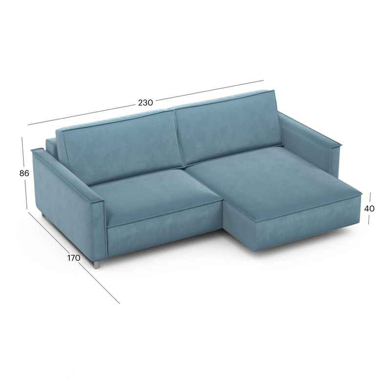 კუთხის გასაშლელი დივანი სათავსოთი Liverpool Light Blue 230x170x86 სმ - Image 4