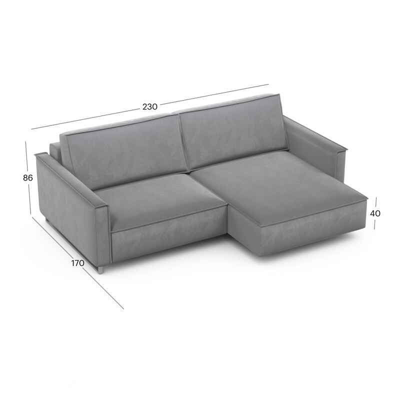 კუთხის გასაშლელი დივანი სათავსოთი Liverpool Silver 230x170x86 სმ - Image 4