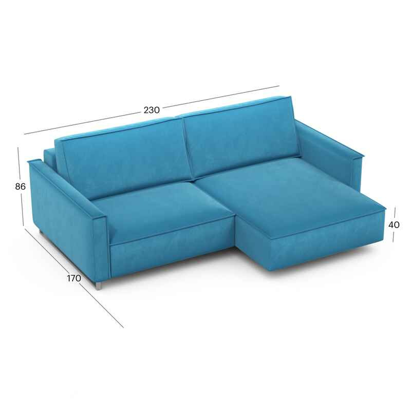 კუთხის გასაშლელი დივანი სათავსოთი Liverpool Turquoise 230x170x86 სმ - Image 4