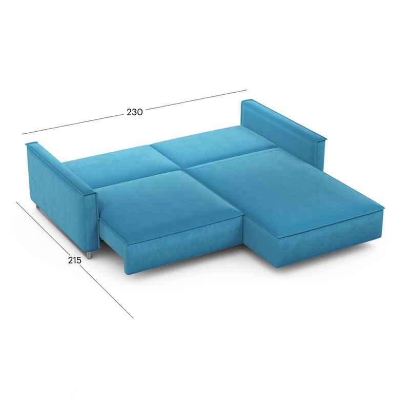 კუთხის გასაშლელი დივანი სათავსოთი Liverpool Turquoise 230x170x86 სმ - Image 5