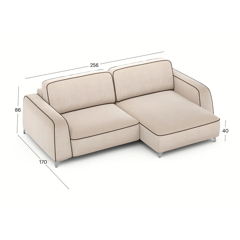 კუთხის გასაშლელი დივანი სათავსოთი Oxford Beige 170x256x86 სმ - Image 4