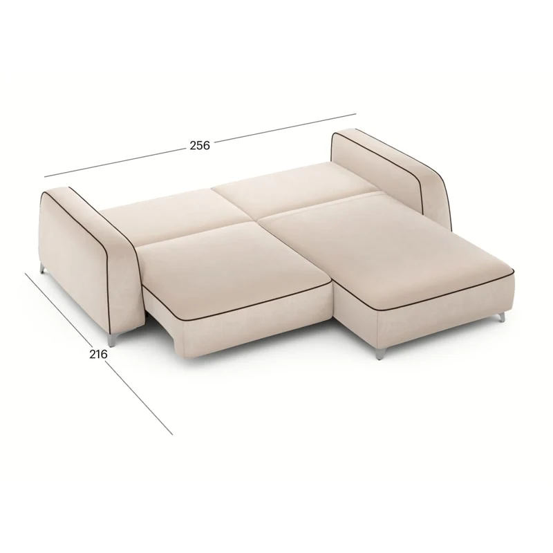 კუთხის გასაშლელი დივანი სათავსოთი Oxford Beige 170x256x86 სმ - Image 5