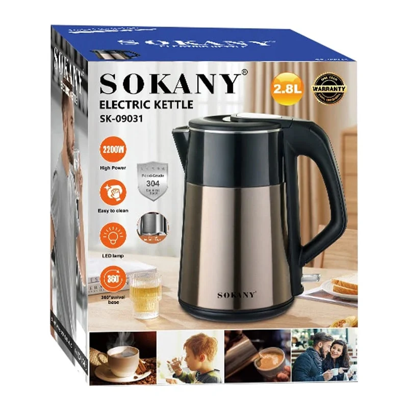 უჟანგავი ფოლადის ელექტრო ჩაიდანი Sokany SK-09031 - Image 3