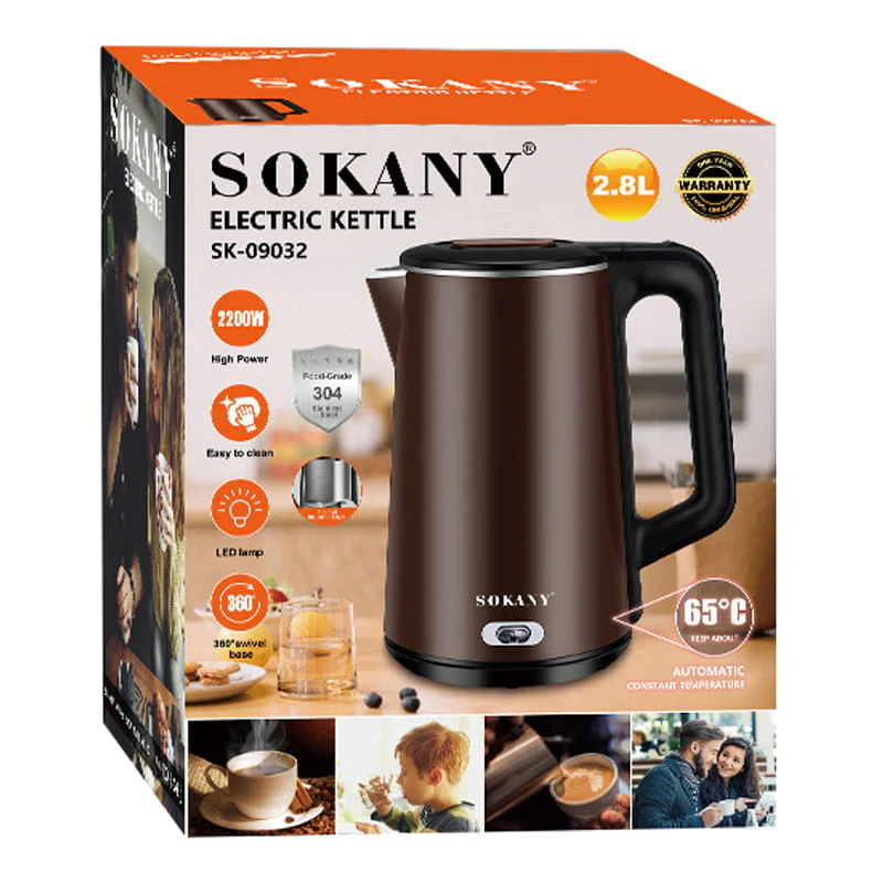 უჟანგავი ფოლადის ელექტრო ჩაიდანი Sokany SK-09032 - Image 3