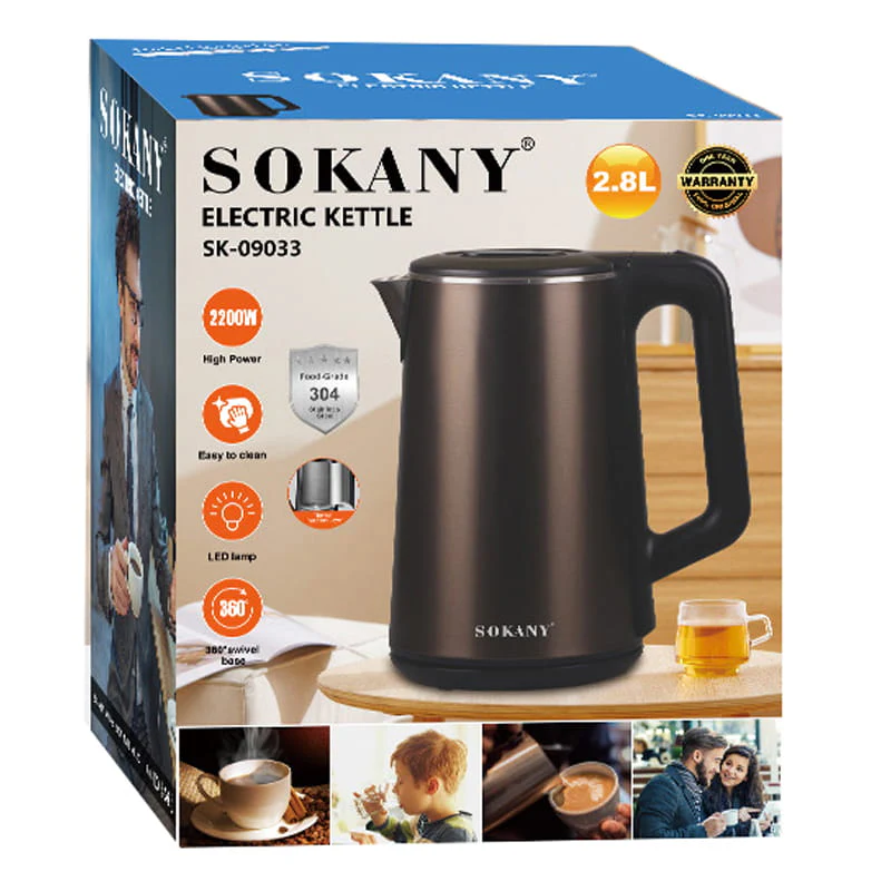 უჟანგავი ფოლადის ელექტრო ჩაიდანი Sokany SK-09033 - Image 3