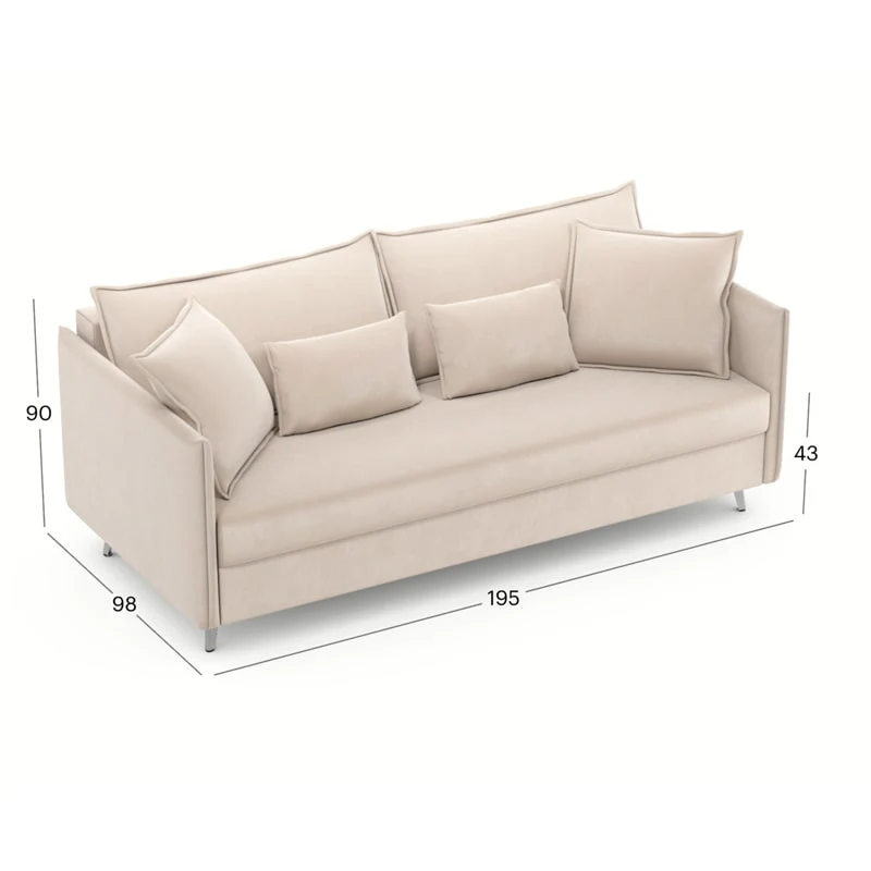 გასაშლელი დივანი სათავსოთი Galloway Beige 195x98x90 სმ - Image 4