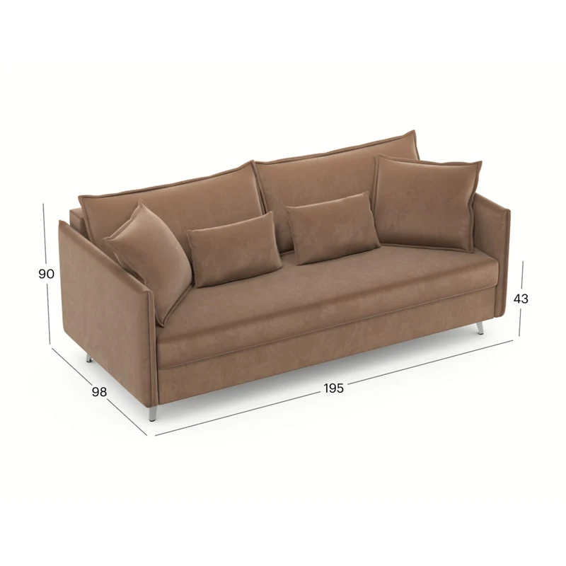 გასაშლელი დივანი სათავსოთი Galloway Cappuccino 195x98x90 სმ - Image 4