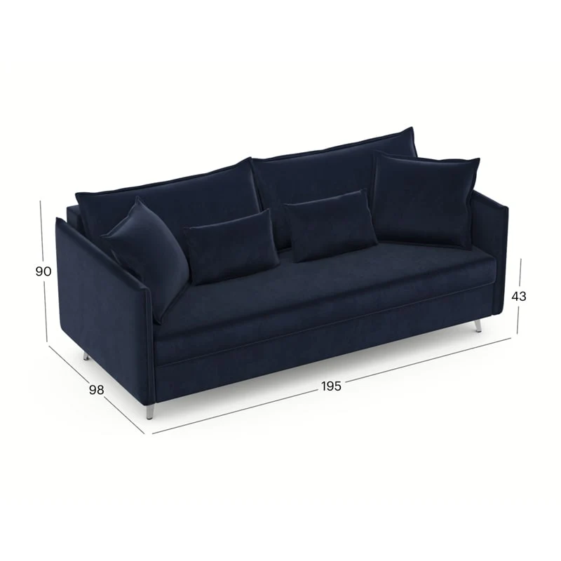 გასაშლელი დივანი სათავსოთი Galloway Dark Blue 195x98x90 სმ - Image 4