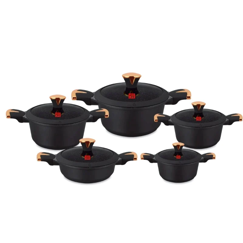 გრანიტის ქვაბების ნაკრები UCC Life 5PCS Black - Image 2