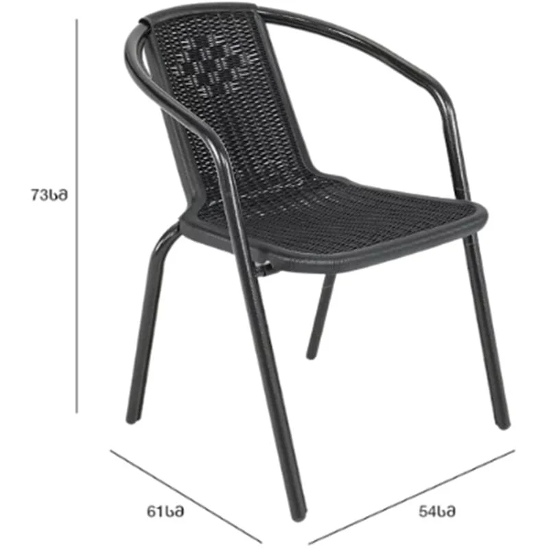 ბაღის ავეჯი (მაგიდა + 2 სკამი) SC-070 + SC-039P Black (2X) (A3930) - Image 7