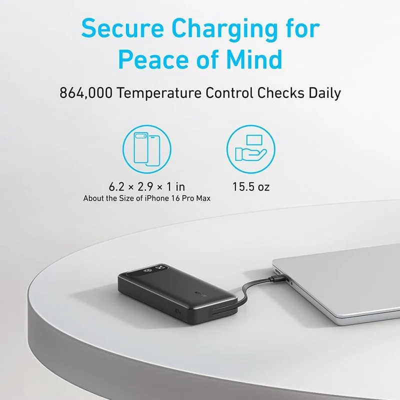 ფოვერბანკი Anker Power Bank (20K, 87W, Built-In USB-C Cable) B2B - UN (excluded CN, Europe) Black Iteration 1 - Image 6