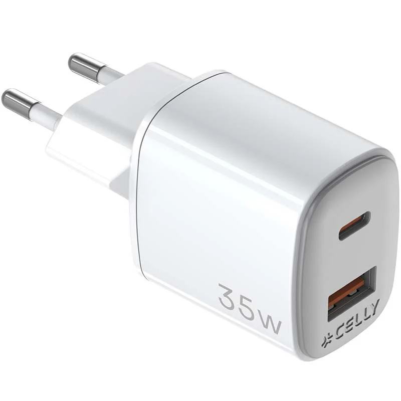 დამტენი Celly 35W 1xUSB-C, USB-A GaN Wall Charger