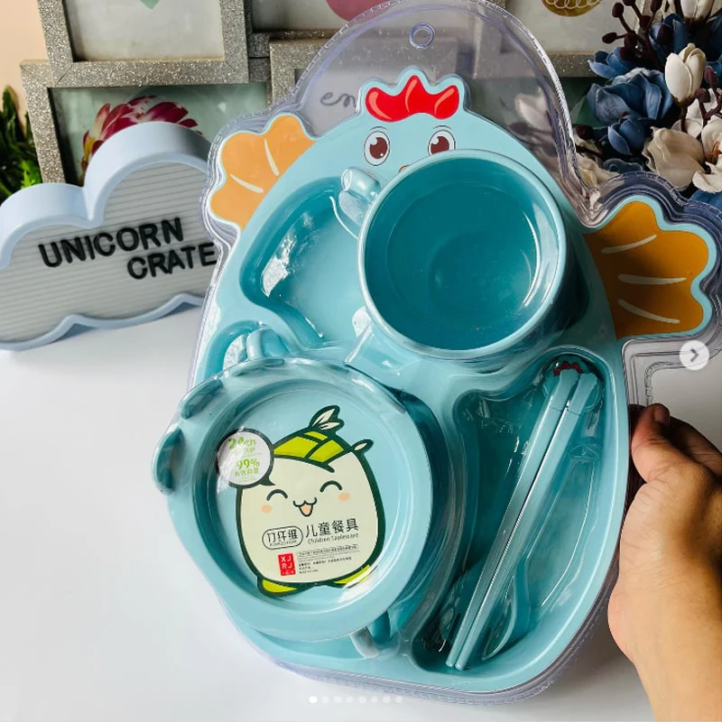 ბავშვის საუზმის 7 ცალიანი კომპლექტი Chicken Children Tableware