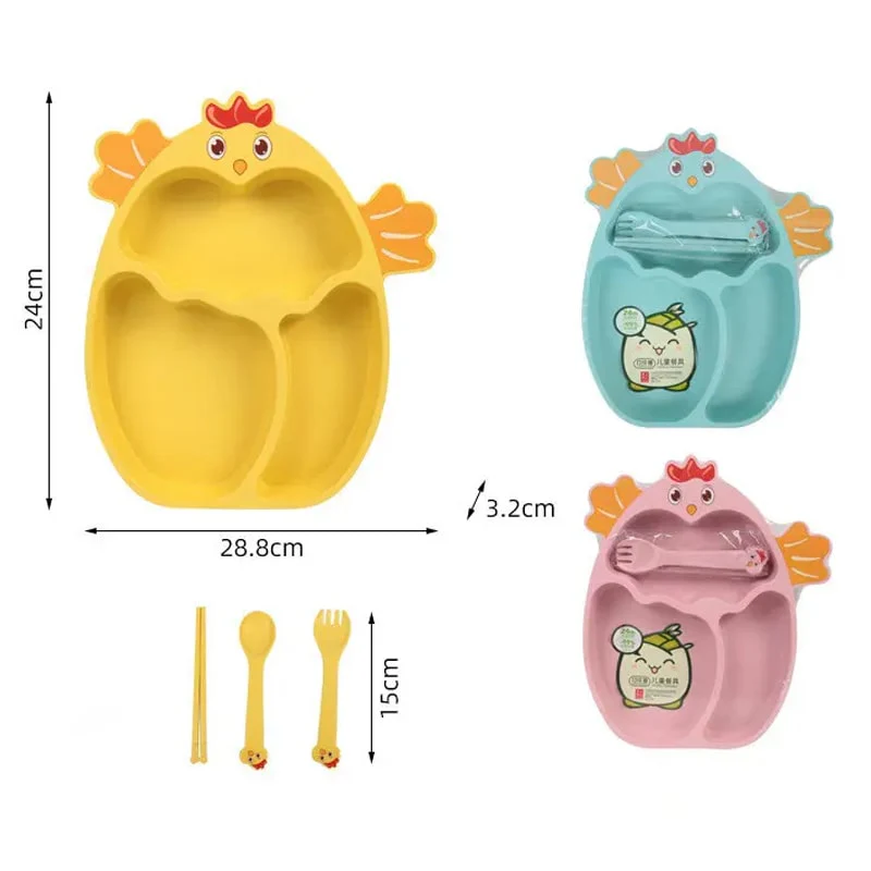 ბავშვის საუზმის 7 ცალიანი კომპლექტი Chicken Children Tableware - Image 6