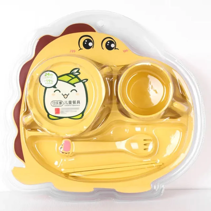 ბავშვის საუზმის 7 ცალიანი კომპლექტი Dinosaur Children Tableware - Image 2