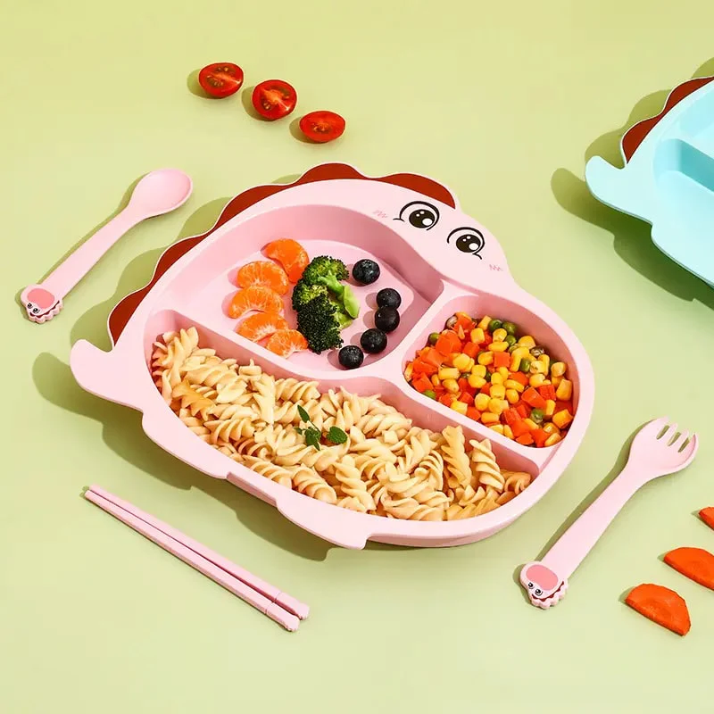ბავშვის საუზმის 7 ცალიანი კომპლექტი Dinosaur Children Tableware - Image 3