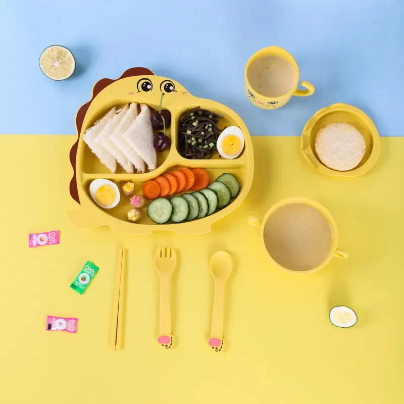 ბავშვის საუზმის 7 ცალიანი კომპლექტი Dinosaur Children Tableware - Image 4