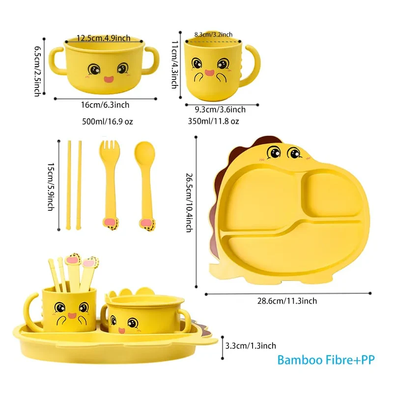 ბავშვის საუზმის 7 ცალიანი კომპლექტი Dinosaur Children Tableware - Image 7