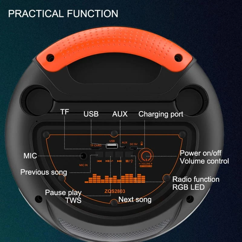 Bluetooth დინამიკი მიკროფონით და დისტანციური მართვით OEM ZQS2803 - Image 6