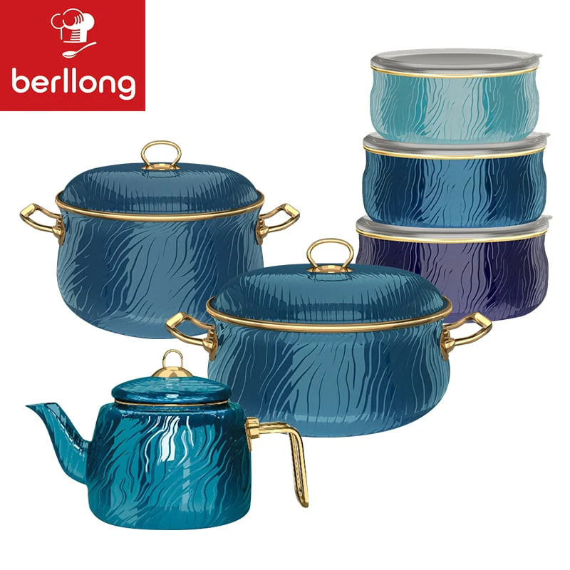 ემალის ჭურჭლის 6 ცალიანი ნაკრები Berllong Bondi Blue (0089; 0093; 0095; 0096)