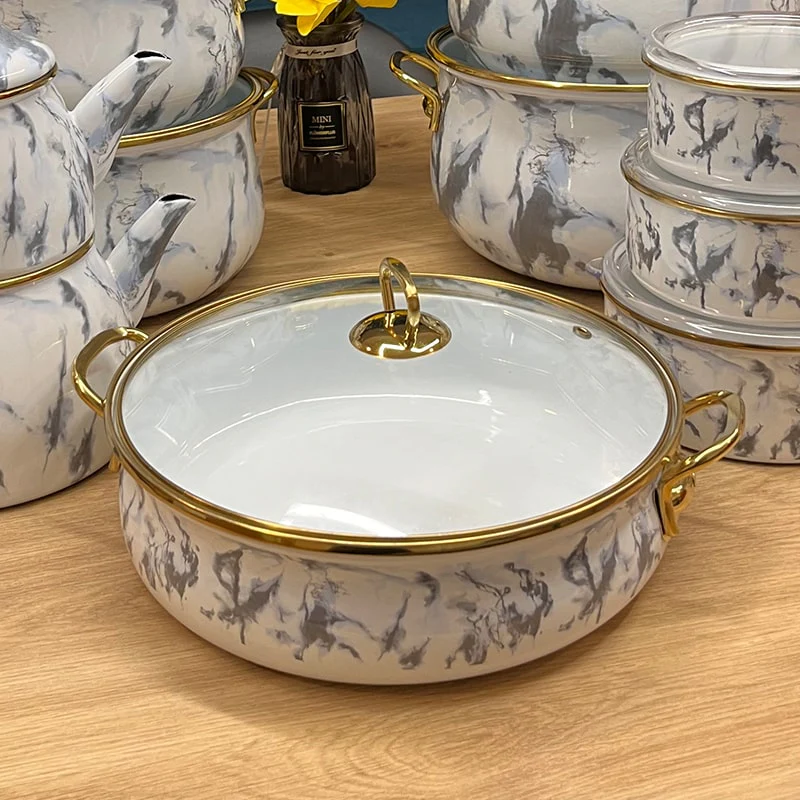 ემალის ქვაბების ნაკრები Homelux 5pcs White Stone Classic - Image 5