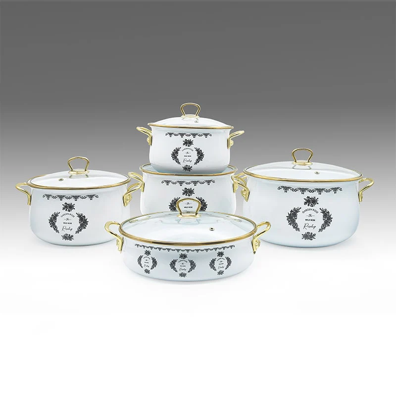 ემალის ქვაბების ნაკრები Homelux 5pcs Wild Rose Classic - Image 8