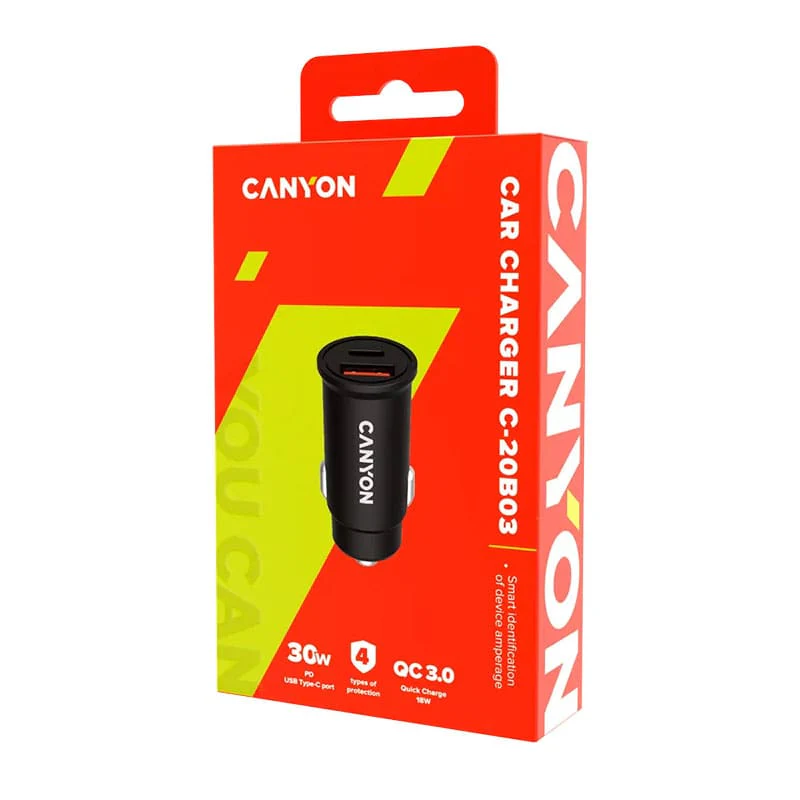 მანქანის დამტენი Canyon C-20-03 PD 30W Dual Port CNS-CCA20B03 - Image 3