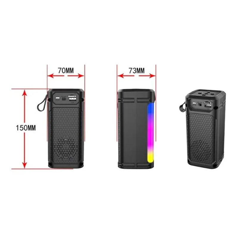 მინი Bluetooth დინამიკი ფერადი LED ნათებით ZQS1206 - Image 2