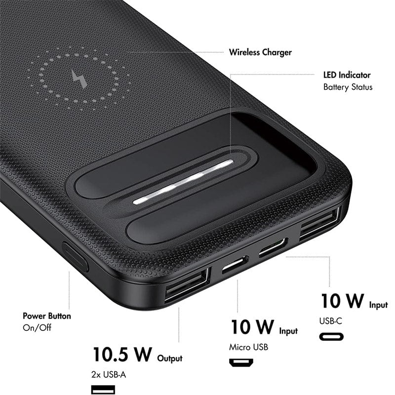 ფოვერბანკი Logilink PA0305 8000mAh Wireless Charging + 2x USB-A - Image 2