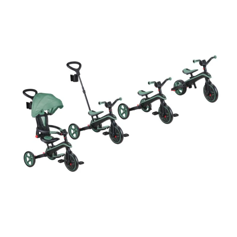 საბავშვო სასეირნო ველოსიპედი GLOBBER TRICYCLE EXPLORER FOLDABLE 4 IN 1 OLIVE 732-104 - Image 3