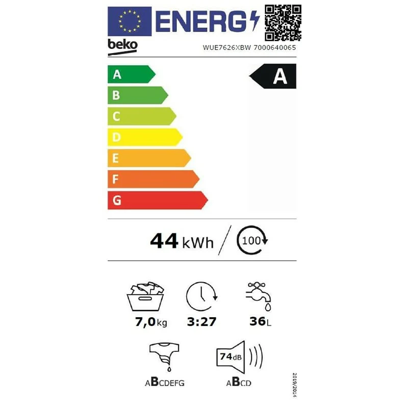 სარეცხი მანქანა 7კგ BEKO WUE 7626 XBW b300 კლასი A - Image 8