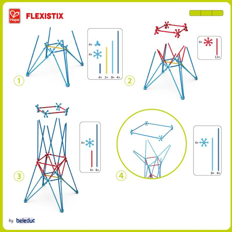 სათამაშო 520 ცალიანი კონსტრუქტორი Beleduc Flexistix XXL B24200 - Image 10