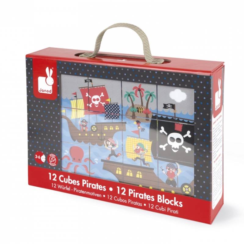 სათამაშო კუბების ფაზლი Janod Cubes made of pasteboard Pirates J02984 - Image 5