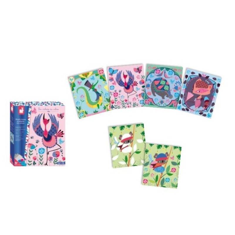 სათამაშო სახატავი ნაკრები Janod Cards with stamps Lovely animals J07819 - Image 2