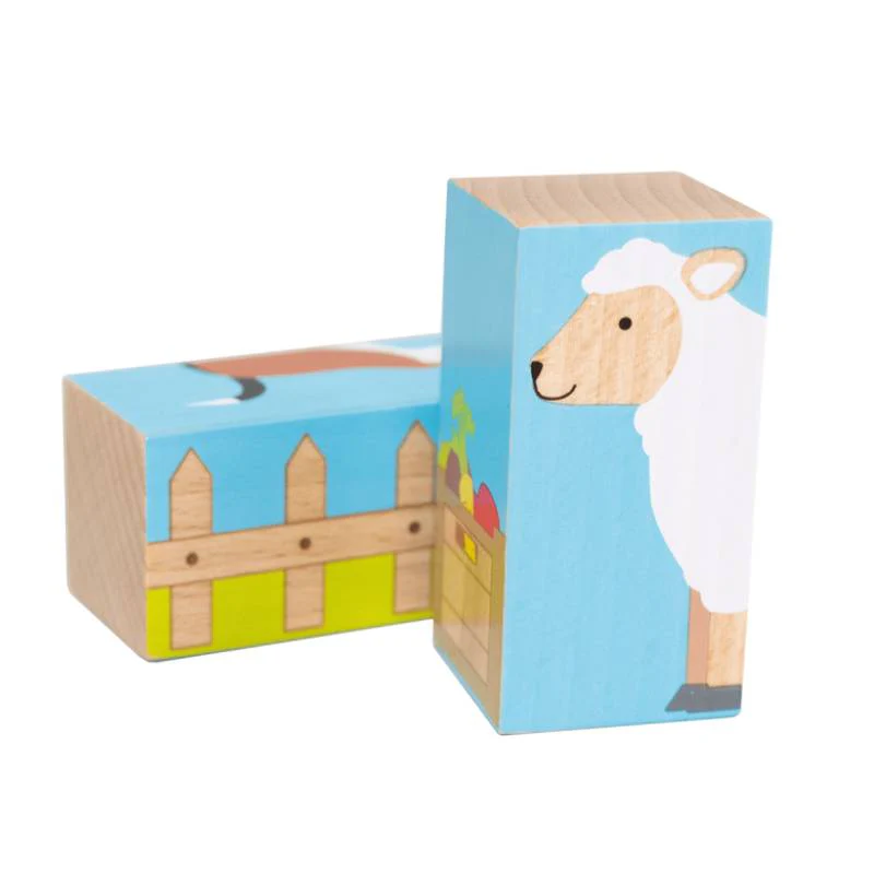 სათამაშო ხის კუბიკების ფაზლი-ფერმა Beleduc Blockpuzzle Farm 11300 - Image 6