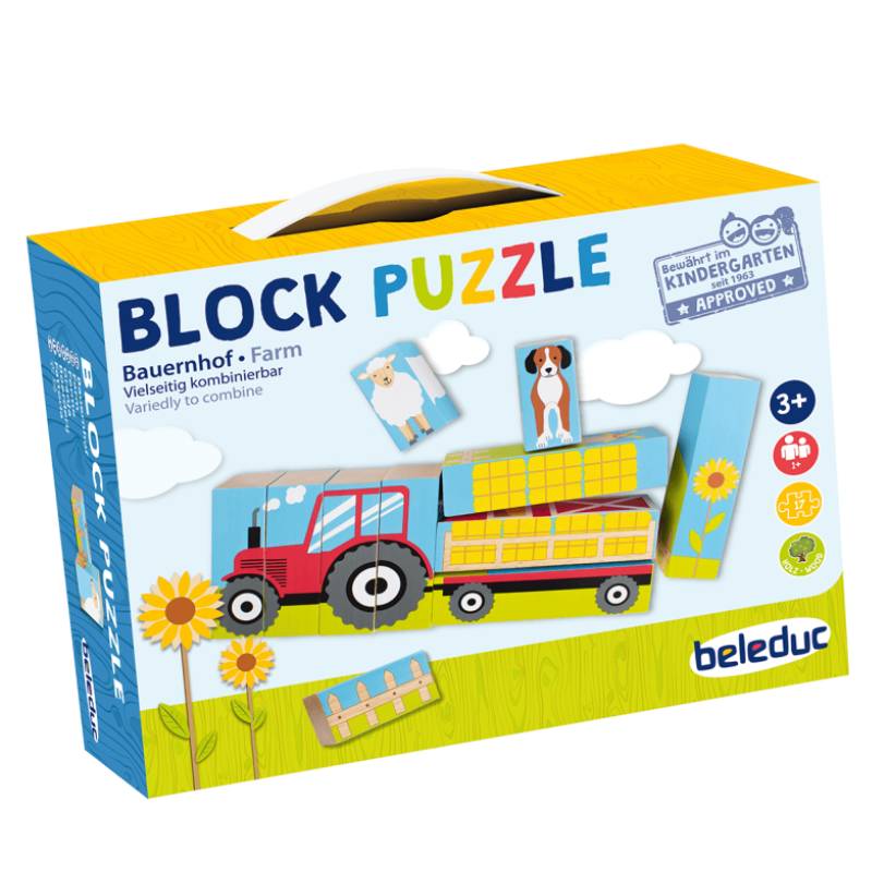 სათამაშო ხის კუბიკების ფაზლი-ფერმა Beleduc Blockpuzzle Farm 11300 - Image 9