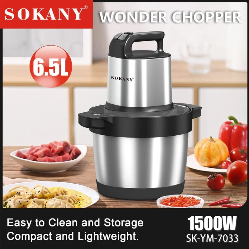 უჟანგავი ფოლადის ჩოფერი 6.5ლ Sokany SK-YM-7033 - Image 4