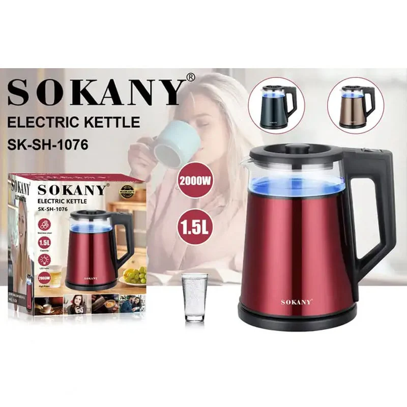 უჟანგავი ფოლადის ელექტრო ჩაიდანი Sokany SK-SH-1076 - Image 6