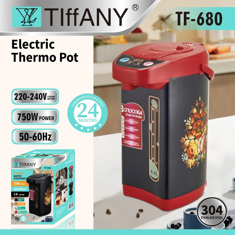 უჟანგავი ფოლადის ელექტრო ჩაიდანი-თერმოსი Tiffany TF-680 - Image 3