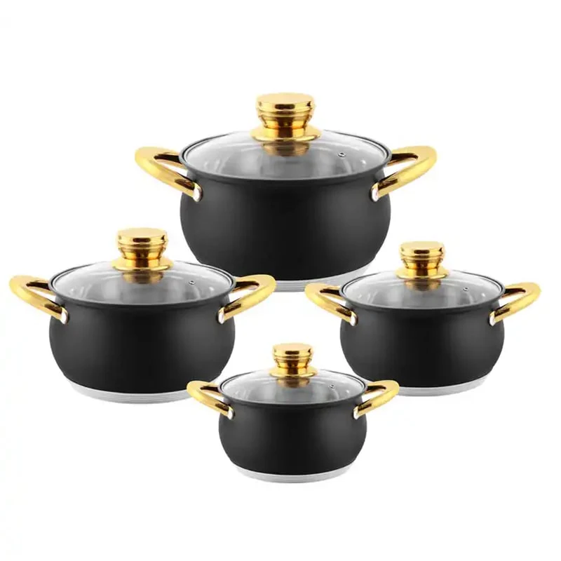 უჟანგავი ფოლადის ქვაბების ნაკრები HausRoland 4PCS Black - Image 2