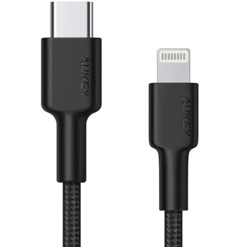 USB კაბელი Aukey CB-NCL1 27W Nylon Braided USB-C to Lightning Cable 1M - Image 2