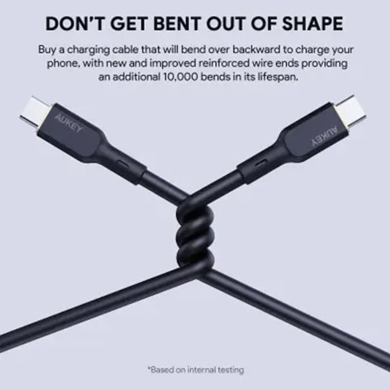 USB კაბელი Aukey CB-SCC102 Circlet Blink 100W Silicone PD Charge Cable 1.8M - Black - Image 6