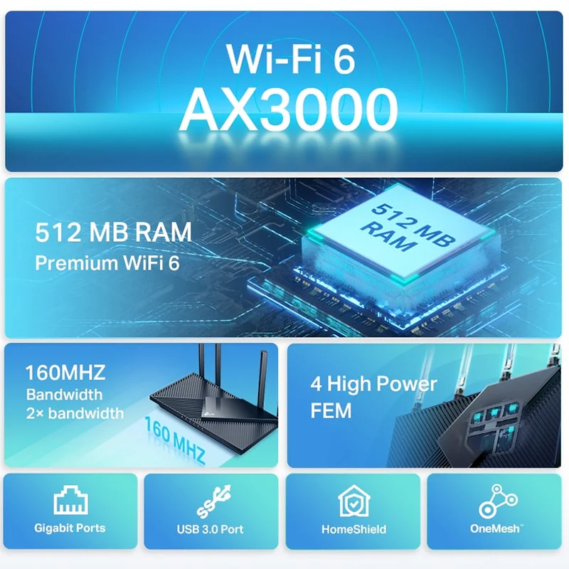 Wi-Fi როუტერი TP-Link Archer AX55 Dual Band Gigabit Wi-Fi 6 Router - Image 4